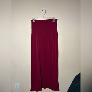 Double Take Women's Size Medium Long High-Waist Maxi Skirt in Burgundy